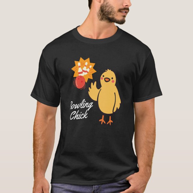 Bowling Chick Kyckling Chick T Shirt (Framsida)