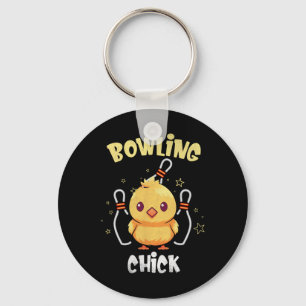 Bowling Chick Rolig Kyckling Idrottare Bowler Män Nyckelring