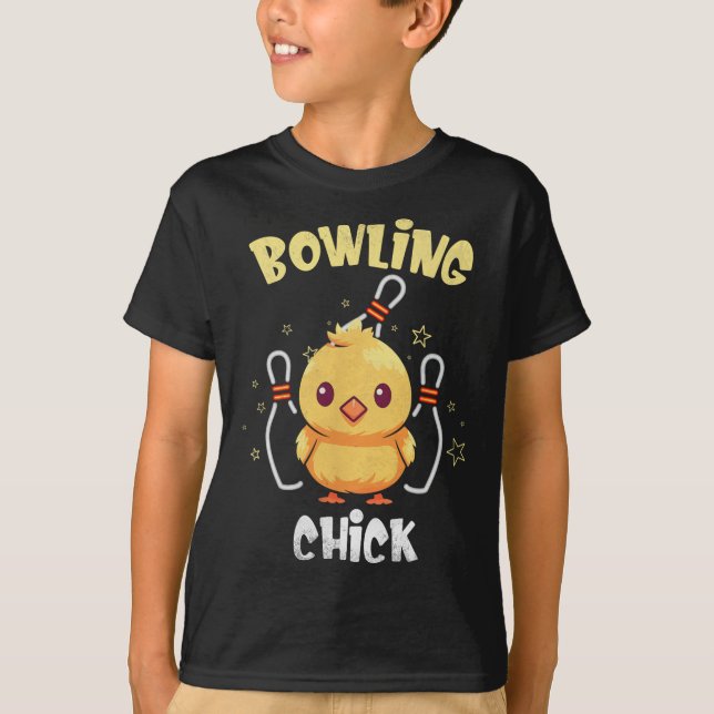 Bowling Chick Rolig Kyckling Idrottare Bowler Män  T Shirt (Framsida)