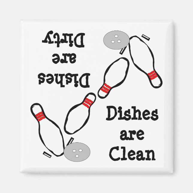 Bowling Clean Dirty Dishwasher Magnet (Framsidan)
