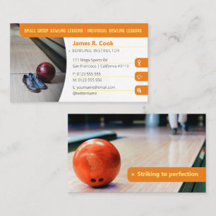 Bowling Coach   Orange för fotoidrott Visitkort
