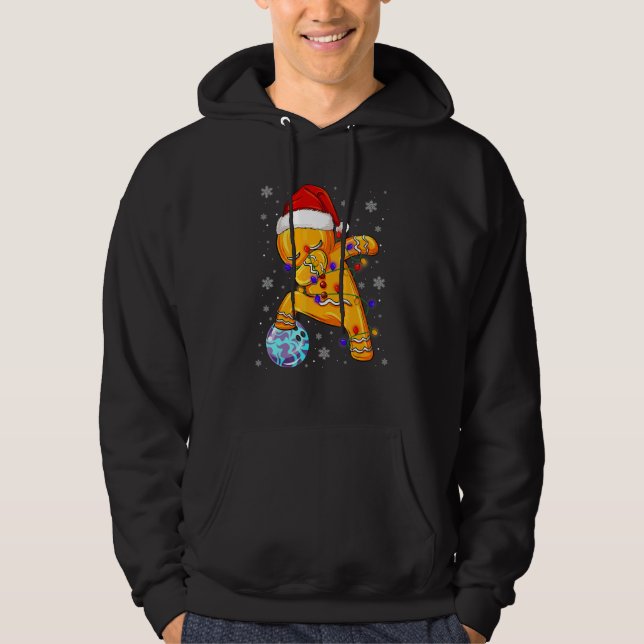 Bowling Dabbaing Gingerbread Bowling Spelare Jul Hoodie (Framsida)