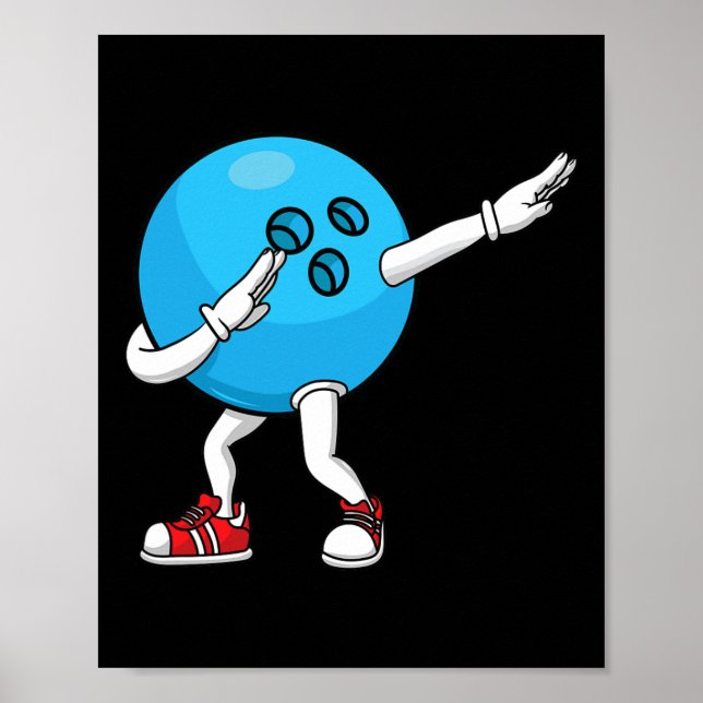 Bowling Dabbing Ll Pin Män Kvinnor Bowler Kids Ung Poster (Framsidan)