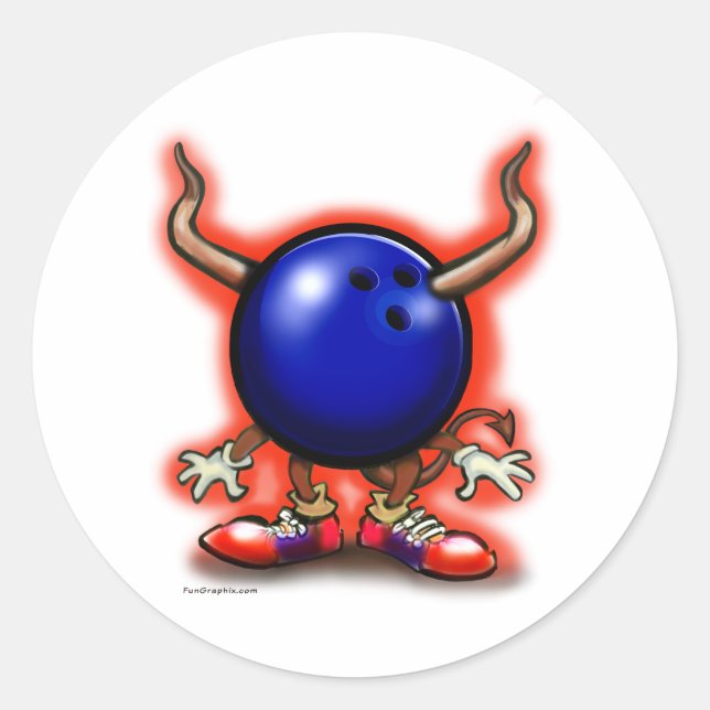 Bowling Demon Runt Klistermärke (Framsida)