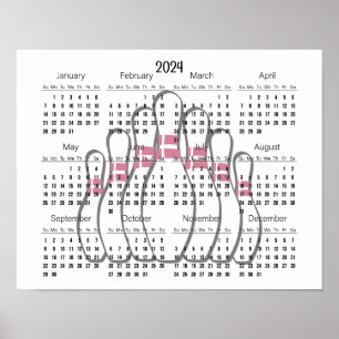 Bowling Design 2024 Kalender Affisch