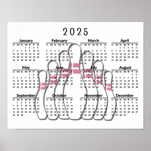 Bowling Design 2025 Kalender Poster  (Framsidan)