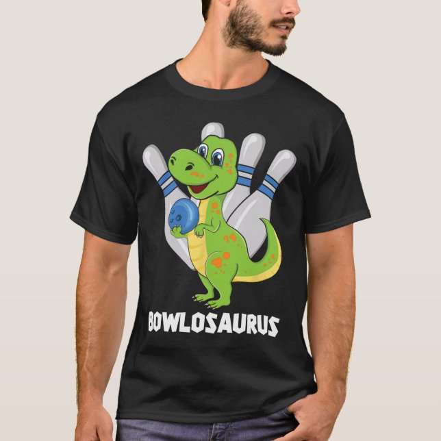 Bowling Dinosaur T-rex Bowlosaurus Player Party Ki T Shirt (Framsida)