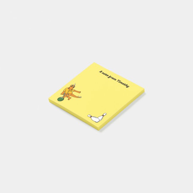 Bowling Dinosaur Tecknad Personlig Bowlers Post-it Block (Vinklad)