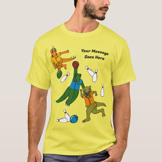 Bowling Dinosaurs Tecknads Personlig Bowlers T Shirt (Framsida)