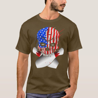 Bowling Döskallars American Flagga Skull T T Shirt