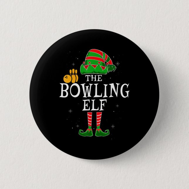 Bowling Elf-gruppen matchar familje- och julbussen Knapp (Framsida)