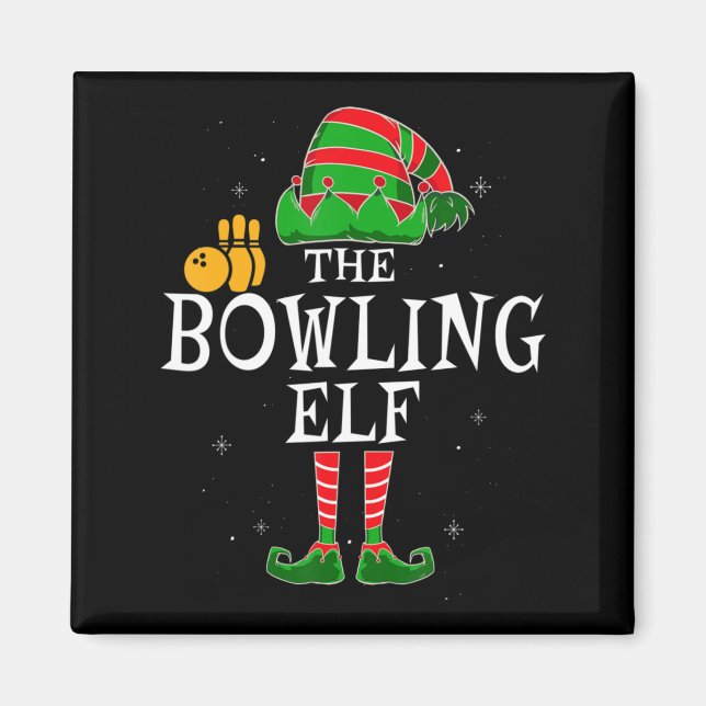 Bowling Elf-gruppen matchar familje- och julbussen Magnet (Framsidan)