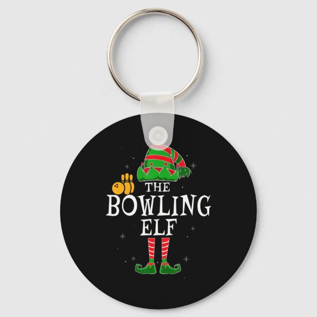Bowling Elf-gruppen matchar familje- och julbussen Nyckelring (Framsida)