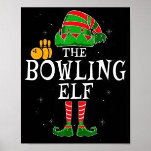 Bowling Elf-gruppen matchar familje- och julbussen Poster