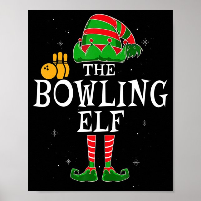 Bowling Elf-gruppen matchar familje- och julbussen Poster (Framsidan)