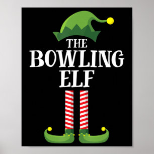 Bowling Elf Matching Familjegrupp, jul Party Poster