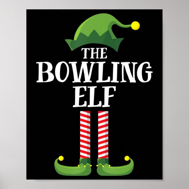 Bowling Elf Matching Familjegrupp, jul Party Poster (Framsidan)
