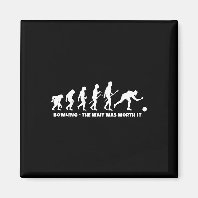 Bowling Evolution - Rolig bowlare och retro bowlin Magnet (Framsidan)