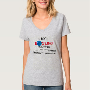 Bowling Excuses Women's Jersey V-Nacke T-Shirt