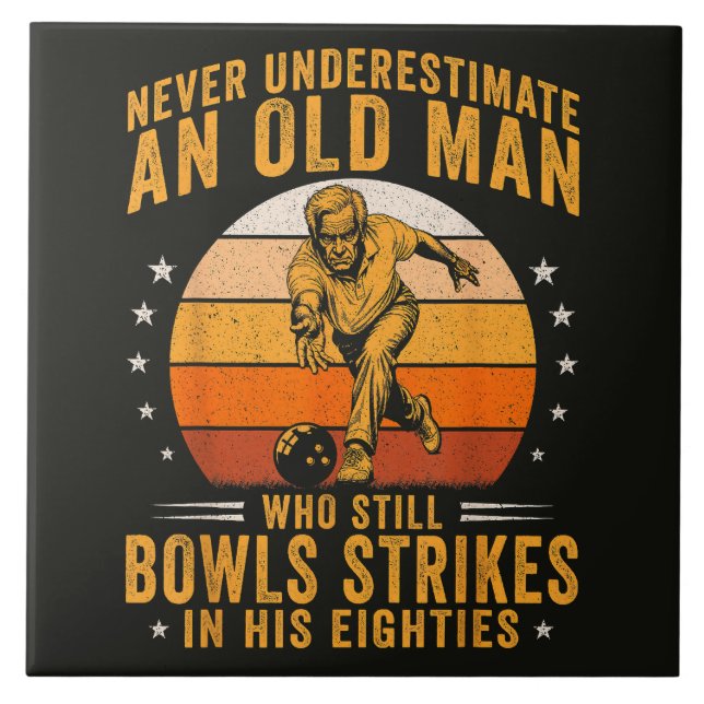 Bowling farfar 80-årsdag kakelplatta (Framsidan)