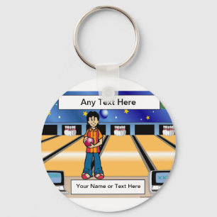 Bowling - Female Tecknaden by PrintedPerfection.co Nyckelring