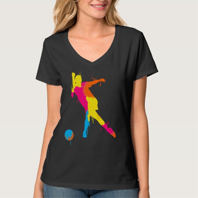 Bowling Flicka Boll Pin Bowlare Strike Lag Bowling T Shirt (Framsida)