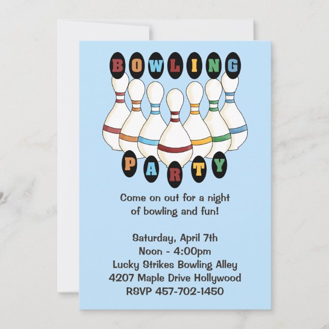 Bowling Födelsedagsfest inbjudan (Framsida)