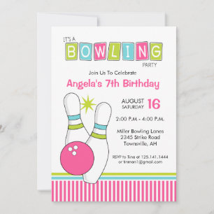 Bowling födelsedagsfest inbjudan
