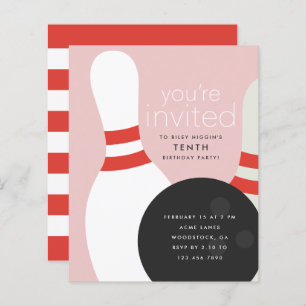 Bowling Födelsedagsfest inbjudan