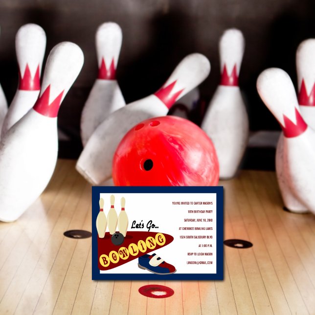 Bowling Födelsedagsfest inbjudan (Skapare uppladdad)