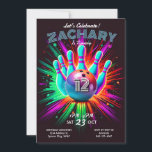 Bowling Födelsedagsfest Inbjudan<br><div class="desc">Fira i stil med denna livfulla Bowling Födelsedagsfest Inbjudan, perfekt för barnens bowlingfester. Denna redigerbara inbjudan har ett slående neonljus tema med en rolig bowlinghall design. Anpassa inbjudan för att göra ditt barns fest extra speciell. Perfekt för både flickor och pojkar, denna utskrivbara bowling inbjudan är enkel att anpassa och...</div>