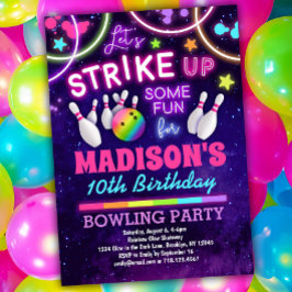 Bowling Födelsedagsfest inbjudan för flickor