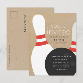 Bowling Födelsedagsfest Inbjudan Vykort