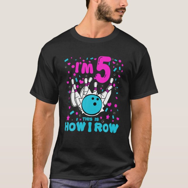 Bowling Födelsedagsfest Kids 5 Birthday Girl Bowl T Shirt (Framsida)