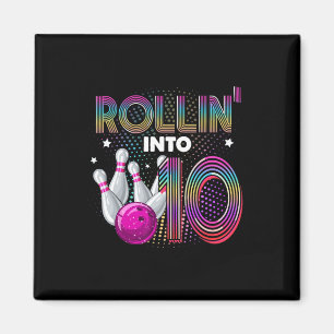 Bowling Födelsedagsfest Rullar In I 10 10-årsdag Magnet