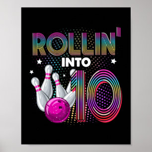 Bowling Födelsedagsfest Rullar In I 10 10-årsdag Poster