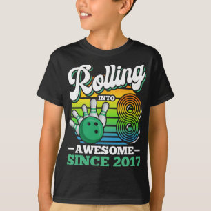 Bowling Födelsedagsfest Rullar In I 8 År Pojke 8Å T Shirt