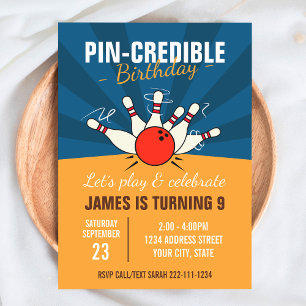 Bowling födelsedagsinbjudan inbjudningar