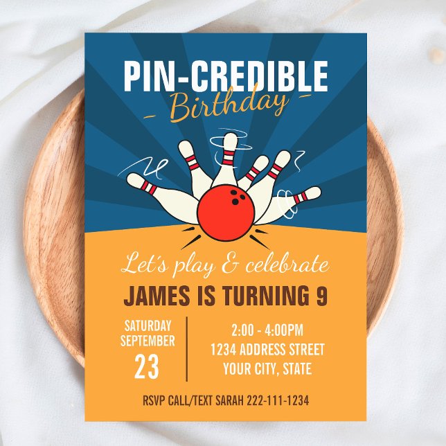 Bowling födelsedagsinbjudan inbjudningar (Skapare uppladdad)