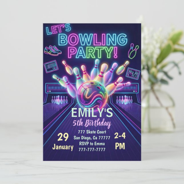 Bowling Födelsedagsinbjudan Skaffa Lite Kul Inbjudningar (Stående Fram)