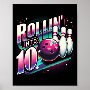 Bowling Födelsedagsrullning In I 10 Party 10-årsda Poster