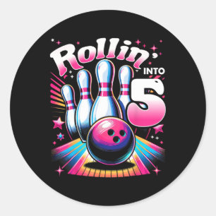 Bowling Födelsedagsrullning In I 5 Fests 5-års Föd Runt Klistermärke