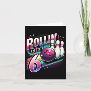 Bowling Födelsedagsrullning In I 6 Party 6-årsdag Kort