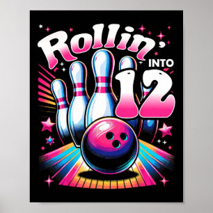 Bowling Födelsedagsrullning In På 12 Fests 12-årsd Poster