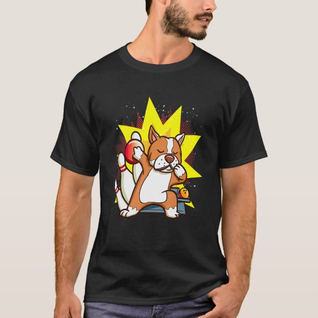 Bowling för barn Dabbing Pitbull Bowlingspelare T Shirt (Framsida)