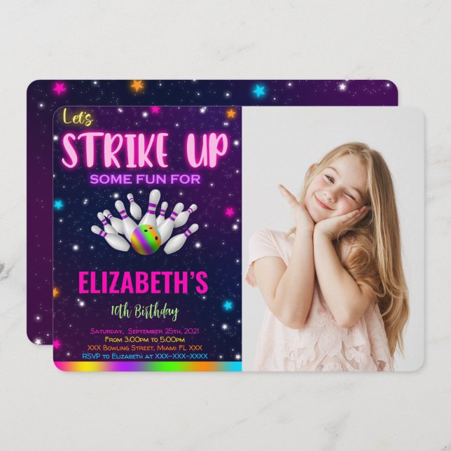 Bowling Foto Inbjudan (Fram/baksida)