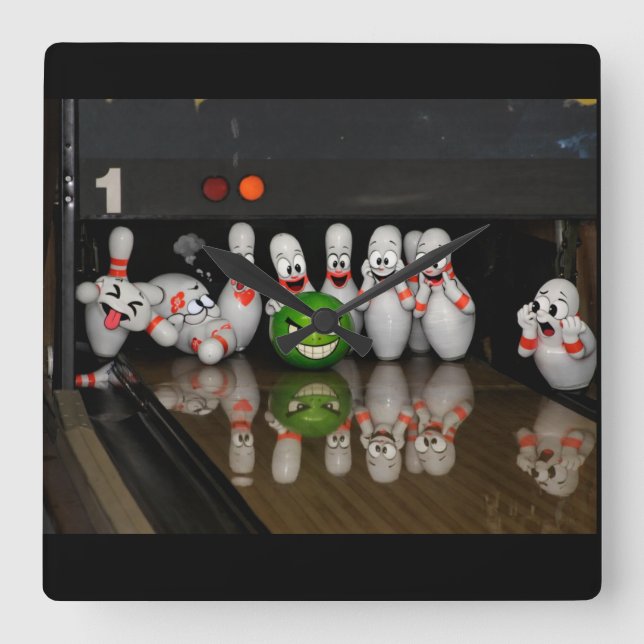 Bowling  fyrkantig klocka (Framsida)