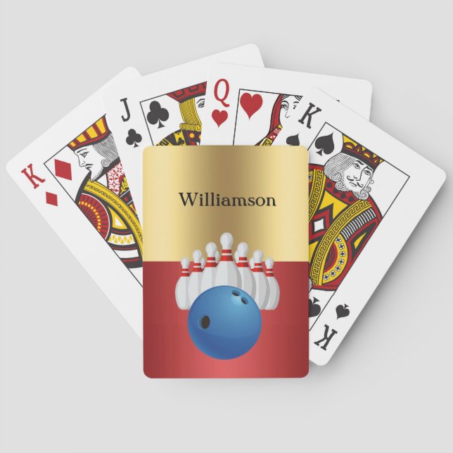 Bowling game - Ball and Pins personalize with name Casinokort (Baksidan)