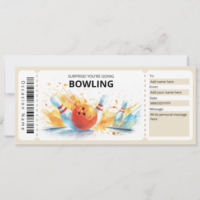 Bowling Gift Certificate, Bowling Gift Voucher Inbjudningar (Framsida)