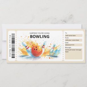 Bowling Gift Certificate, Bowling Gift Voucher Inbjudningar